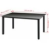 Sodo stalas, juodas, 150x90x74cm, aliuminis ir stiklas