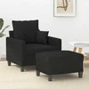 Sofa Krėslas su pakoja, juodos spalvos, 60cm, audinys