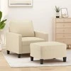 Sofa Krėslas su pakoja, kreminės spalvos, 60cm, audinys
