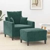 Sofa Krėslas su pakoja, tamsiai žalios spalvos, 60cm, aksomas