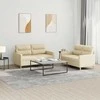 Sofa Sofos komplektas su pagalvėlėmis, 2 dalių, kreminis, audinys