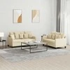 Sofa Sofos komplektas su pagalvėlėmis, 2 dalių, kreminis, audinys