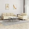 Sofa Sofos komplektas su pagalvėlėmis, 2 dalių, kreminis, audinys