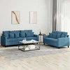 Sofa Sofos komplektas su pagalvėlėmis, 2 dalių, mėlynas, aksomas