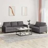 Sofa Sofos komplektas su pagalvėlėmis, 2 dalių, pilkas, dirbtinė oda