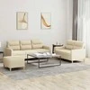Sofa Sofos komplektas su pagalvėlėmis, 3 dalių, kreminis, audinys