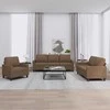 Sofa Sofos komplektas su pagalvėlėmis, 3 dalių, rudas, audinys