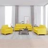 Sofa Sofos komplektas su pagalvėlėmis, 3 dalių, geltonas, audinys