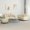 Sofa Sofos komplektas su pagalvėlėmis, 3 dalių, kreminis, audinys