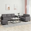 Sofa Sofos komplektas su pagalvėlėmis, 3 dalių, pilkas, dirbtinė oda