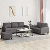 Sofa Sofos komplektas su pagalvėlėmis, 3 dalių, pilkas, dirbtinė oda