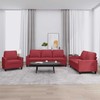 Sofa Sofos komplektas su pagalvėlėmis, 3 dalių, vyno, dirbtinė oda