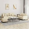 Sofa Sofos komplektas su pagalvėlėmis, 3 dalių, kreminis, audinys