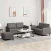 Sofa Sofos komplektas su pagalvėlėmis, 3 dalių, pilkas, dirbtinė oda