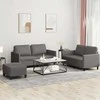 Sofa Sofos komplektas su pagalvėlėmis, 3 dalių, pilkas, dirbtinė oda
