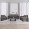 Sofa Sofos komplektas su pagalvėlėmis, 3 dalių, pilkas, dirbtinė oda