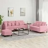 Sofa Sofos komplektas su pagalvėlėmis, 3 dalių, rožinis, aksomas
