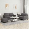Sofa Sofos komplektas su pagalvėlėmis, 3 dalių, pilkas, dirbtinė oda