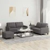Sofa Sofos komplektas su pagalvėlėmis, 3 dalių, pilkas, dirbtinė oda