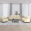 Sofa Sofos komplektas su pagalvėlėmis, 3 dalių, kreminis, audinys