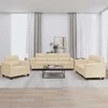Sofa Sofos komplektas su pagalvėlėmis, 3 dalių, kreminis, audinys