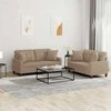 Sofa Sofos komplektas su pagalvėmis, 2 dalių, kapučino, dirbtinė oda