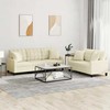 Sofa Sofos komplektas su pagalvėmis, 2 dalių, kreminis, dirbtinė oda