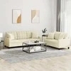 Sofa Sofos komplektas su pagalvėmis, 2 dalių, kreminis, dirbtinė oda