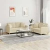 Sofa Sofos komplektas su pagalvėmis, 2 dalių, kreminis, audinys