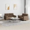 Sofa Sofos komplektas su pagalvėmis, 2 dalių, rudas, audinys