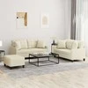 Sofa Sofos komplektas su pagalvėmis, 3 dalių, kreminis, dirbtinė oda