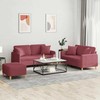 Sofa Sofos komplektas su pagalvėmis, 3 dalių, vyno, audinys