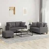 Sofa Sofos komplektas su pagalvėmis, 3 dalių, pilkas, dirbtinė oda
