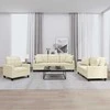 Sofa Sofos komplektas su pagalvėmis, 3 dalių, kreminis, dirbtinė oda