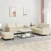 Sofa Sofos komplektas su pagalvėmis, 3 dalių, kreminis, dirbtinė oda