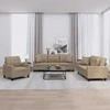 Sofa Sofos komplektas su pagalvėmis, 3 dalių, kapučino, dirbtinė oda