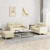 Sofa Sofos komplektas su pagalvėmis, 3 dalių, kreminis, audinys
