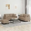 Sofa Sofos komplektas su pagalvėmis, 3 dalių, kapučino, dirbtinė oda