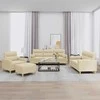 Sofa Sofos komplektas su pagalvėmis, 4 dalių, kreminis, audinys