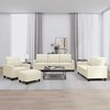 Sofa Sofos komplektas su pagalvėmis, 4 dalių, kreminis, dirbtinė oda