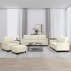 Sofa Sofos komplektas su pagalvėmis, 4 dalių, kreminis, dirbtinė oda