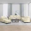 Sofa Sofos komplektas su pagalvėmis, 4 dalių, kreminis, dirbtinė oda