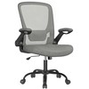 Songmics Biuro kėdė su ergonomine supimo funkcija, porankiais, balandiškai pilka