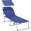 Songmics Gartenliege mit Blende Dunkelblau