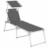 Songmics Gartenliege mit Sonnendach Grau