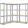 Songmics Kampinių lentynų rinkinys 4 lygių iš metalo sidabro ir natūralios smėlio spalvos
