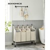 Songmics Skalbinių dėžė 4 x 35 L Smėlio spalvos