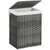 Songmics Skalbinių krepšys polyrattan 90 L pilkas
