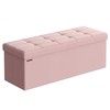 Songmics Taburetė su daiktadėže 38 x 110 x 38 cm pastelinės rožinės spalvos