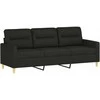 Trivietė sofa su pakoja, juodos spalvos, 180cm, audinys